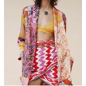 ZARA FLORAL PRINTED BELTED KIMONO JACKET